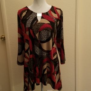JM Collection 3/4 sleeve Tunic Top